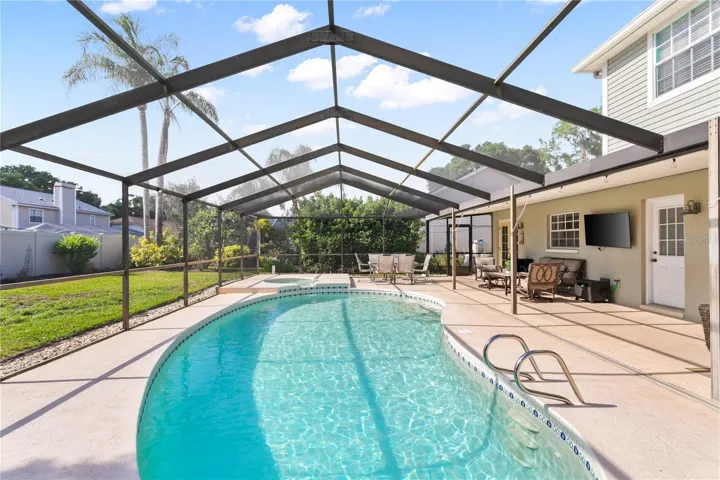 9'x46' of lanai is covered with a roof for shade