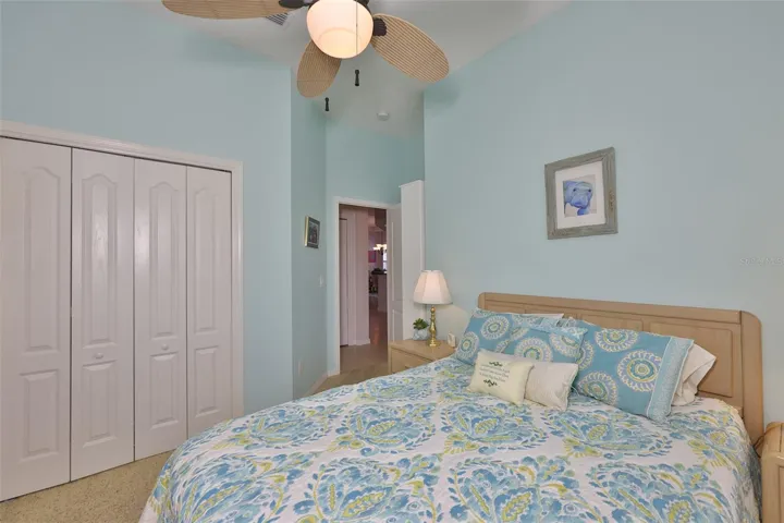 Bedroom #3 has a large wall closet and soft neutral tones for a relaxing and enjoyable stay.