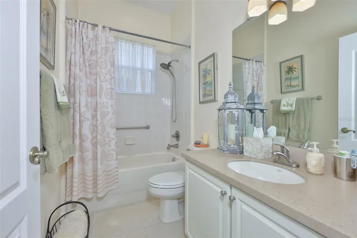 Guests Bathroom is nicely updated with neutral tones and ready for guests.