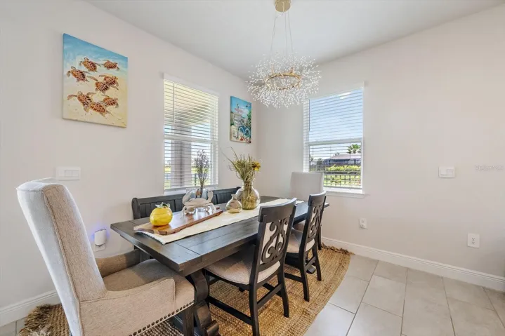 Dining Space with Custom Lighting