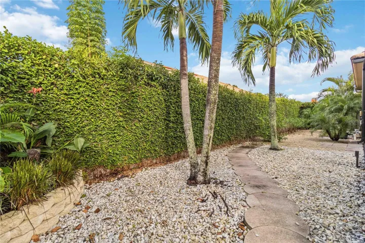 View of the fenced backyard with full privacy.