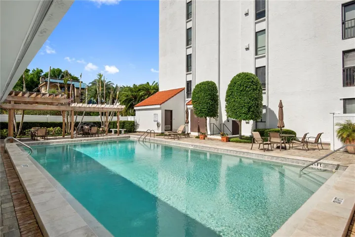 Newly resurfaced swimming pool for residents