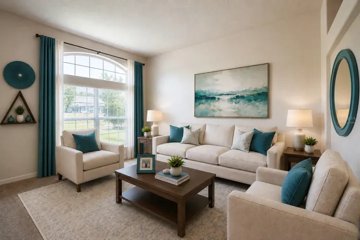 Virtually staged photo. Furnishings, décor, and design elements shown are for illustrative purposes only