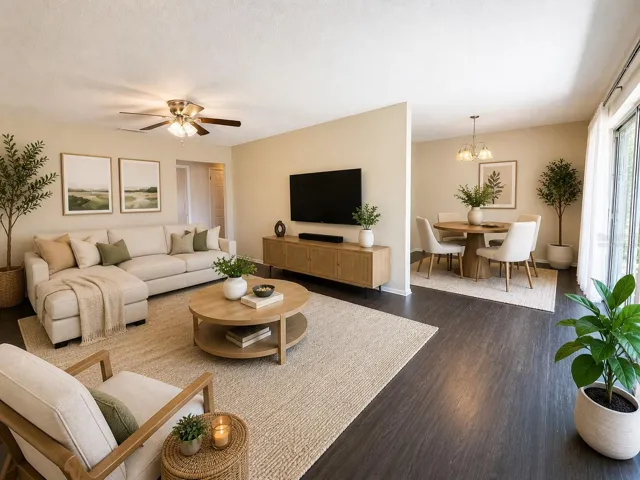 Virtually Staged. Living room space.