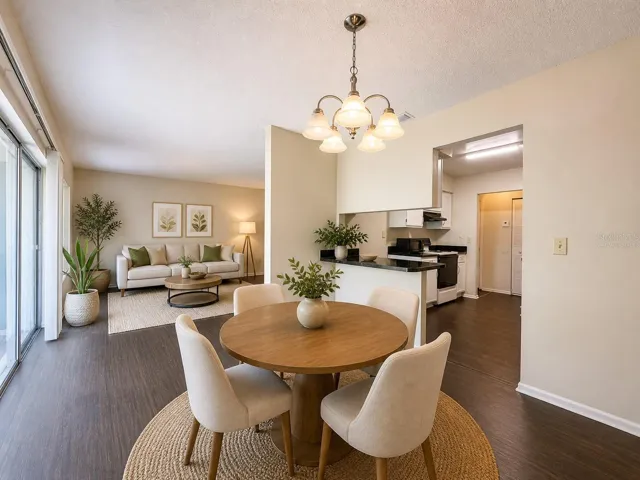 Virtually Staged. Dining/Living room.