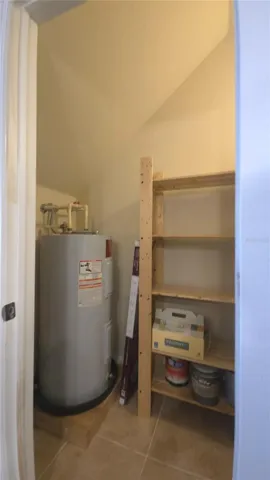 Storage room with water heater