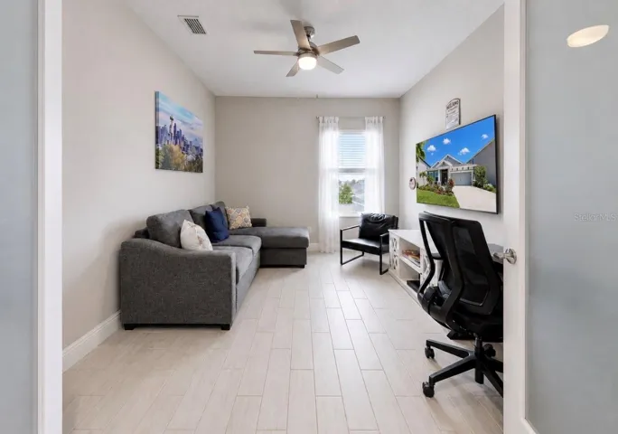 Office / Den with the Glass Insert French Doors