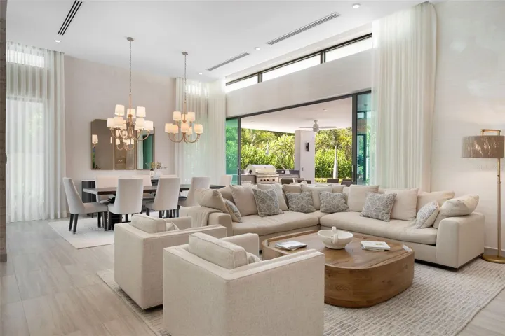 The interior design vision, guided by renowned Puerto Rico designer Caro Banazar, brings cohesion and warmth to every space, striking the perfect balance between sophistication and coastal comfort. The kitchen is both beautiful and highly functional, featuring marble backsplash detailing, a gas cooktop for the serious chef, and premium Thermador appliances