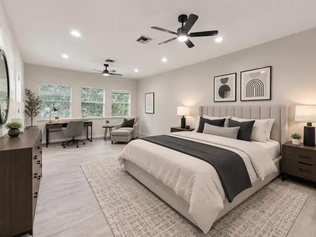 Virtually Staged with alternative furniture and decor to represent a secondary bedroom suite