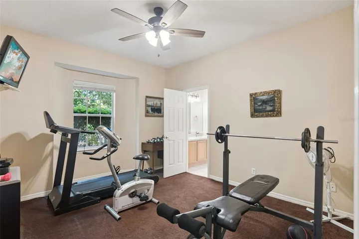 Spacious secondary bedroom currently used as a home gym