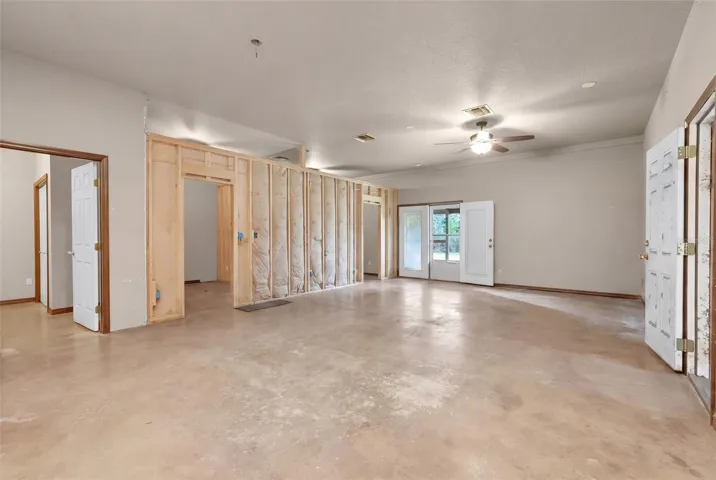 View from kitchen area showcasing the apartment's spacious living area.