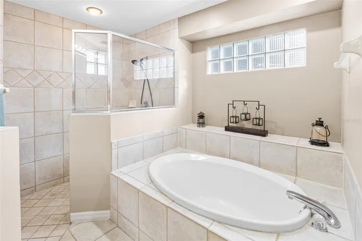 Jetted Tub & Walk-In Tiled Shower