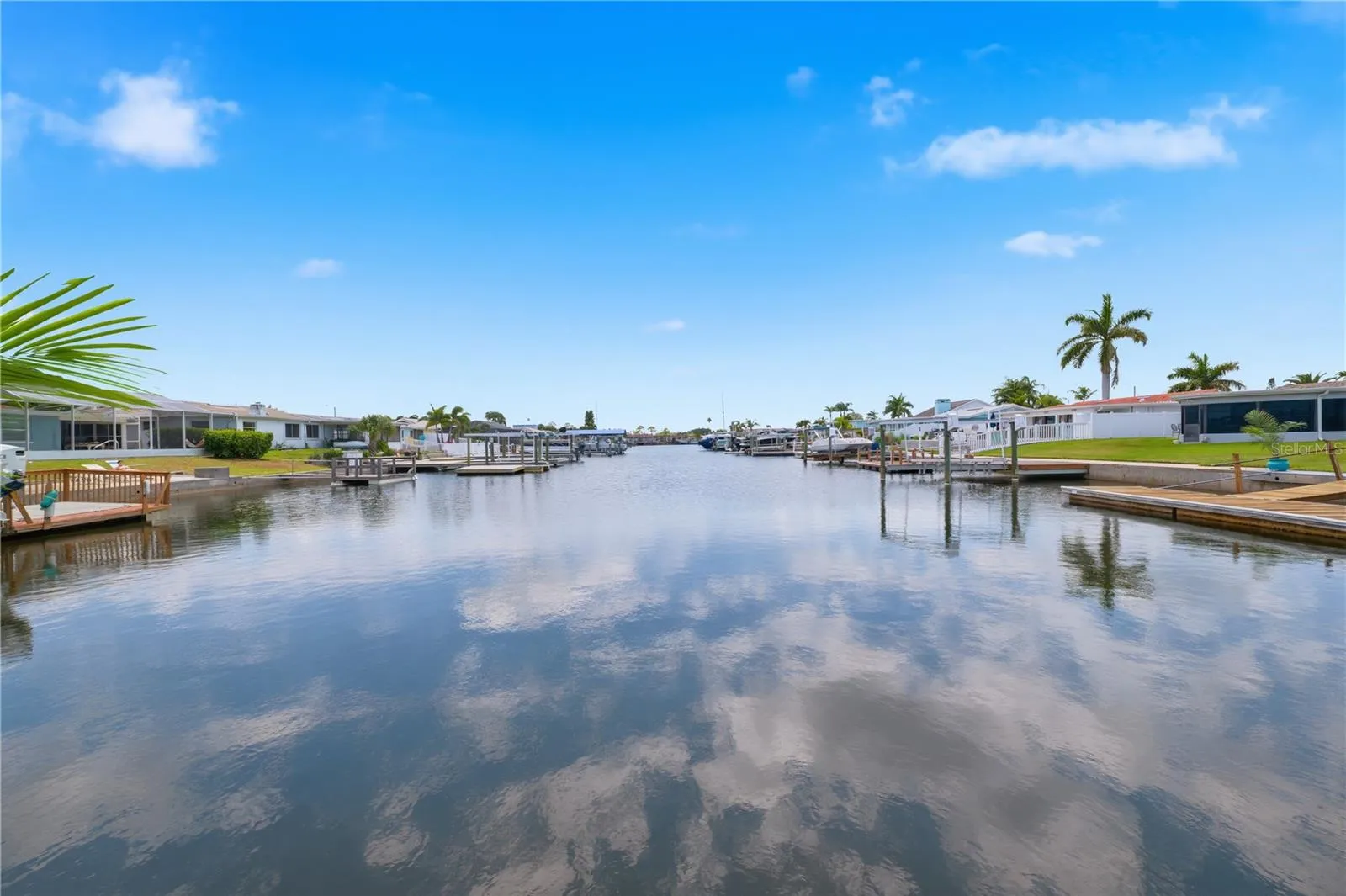view out of the canal leading to the ocean on the right