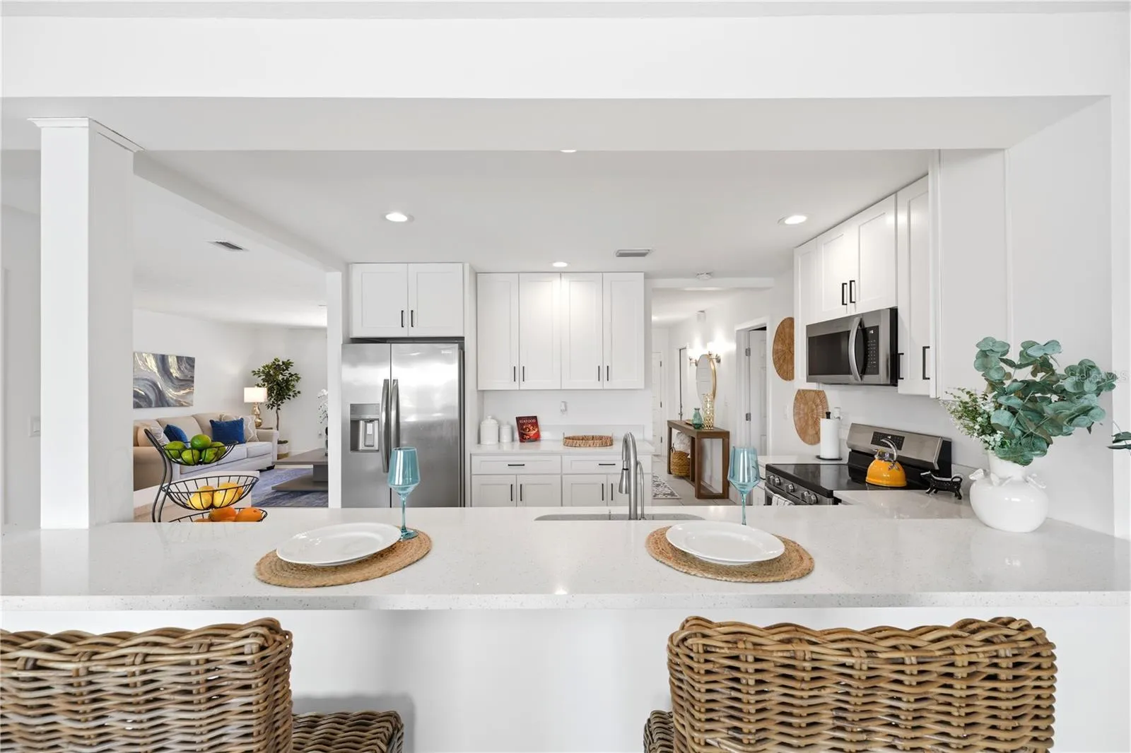 view from the snack bar into the kitchen