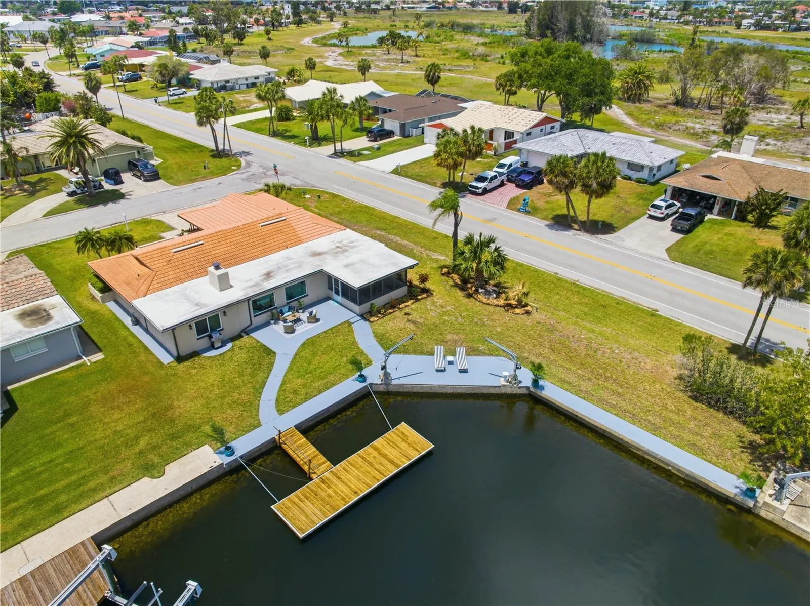 corner lot on wide canal