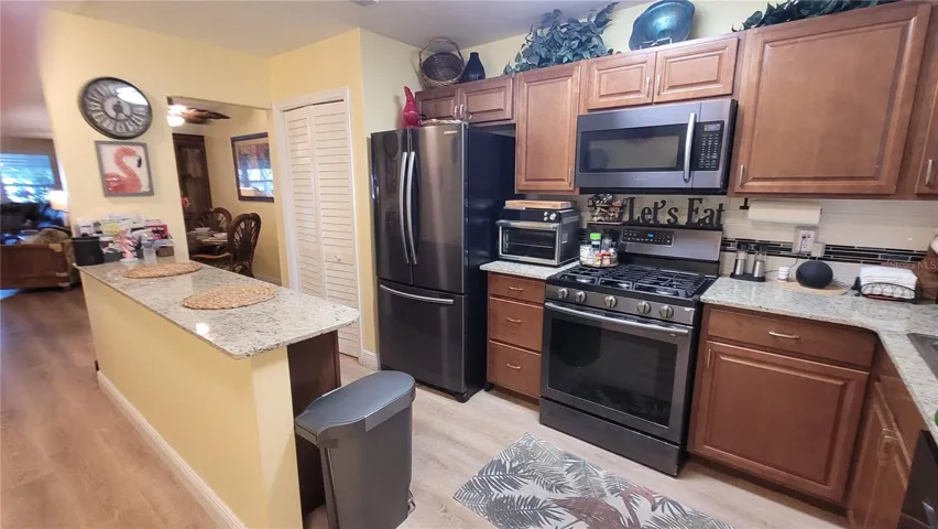 Nicely updated kitchen with storage island