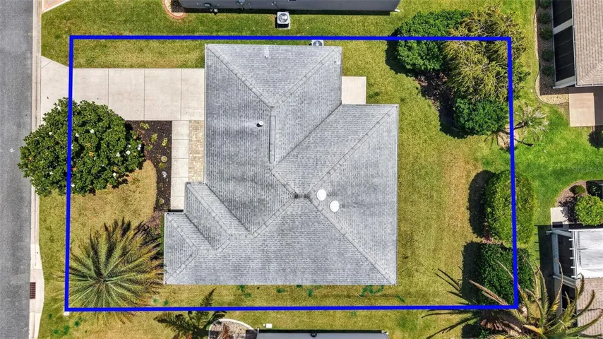 Aerial Side Elevation and PRIVACY Landscaping with Property Lines