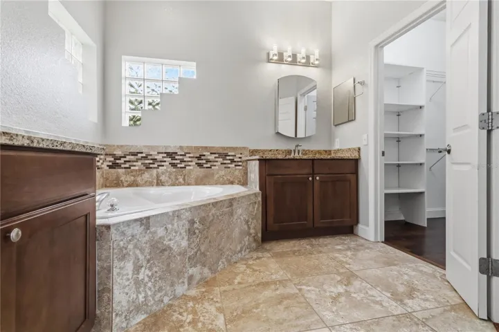 Primary bathroom with dual vanity