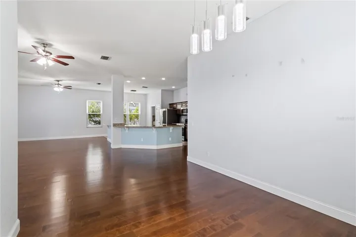 Dining area connected to kitchen and living room