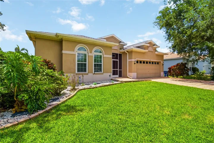 Front exterior with mature landscaping