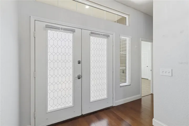 Entry foyer with double front doors