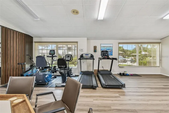 Fitness equipment inside the clubhouse