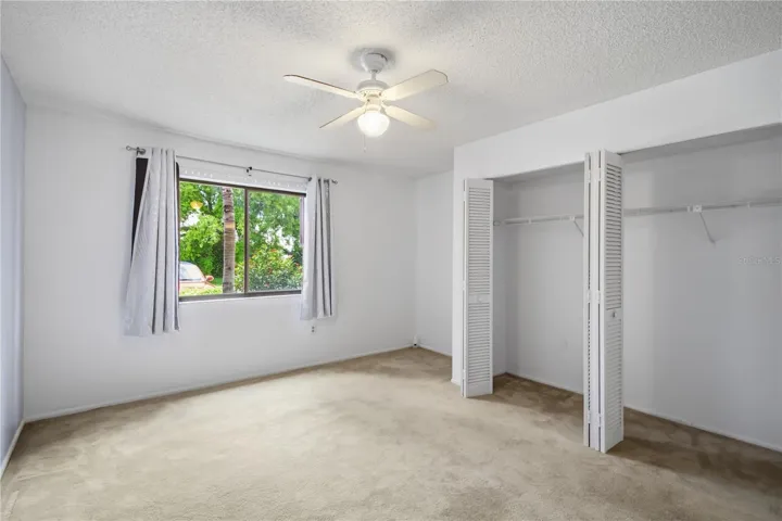 Bedroom with natural light and closet space