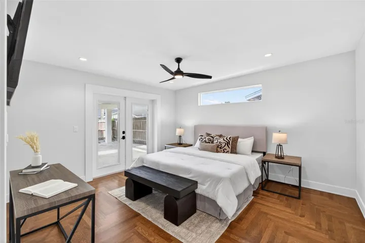 Primary bedroom off of dining room