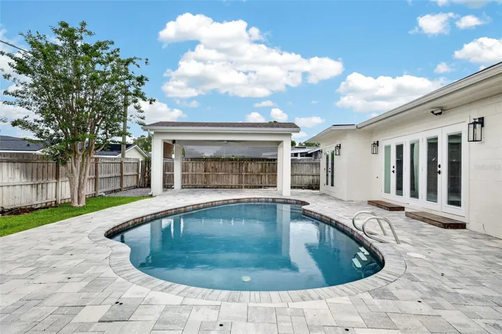 Paver patio - French doors lead from dining room