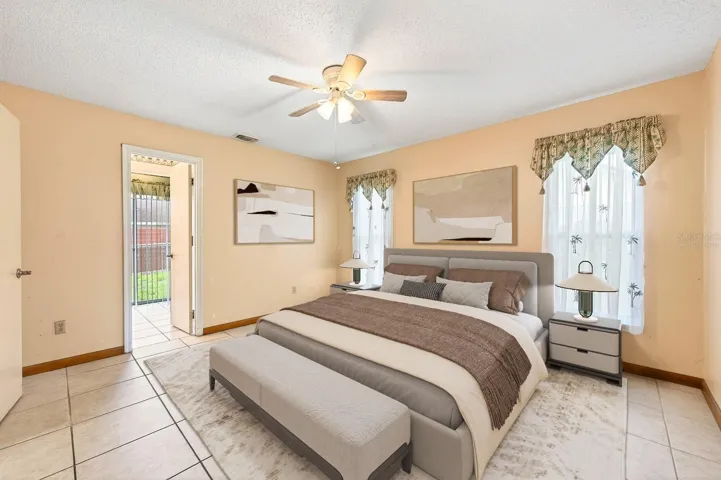 A desirable SPLIT-BEDROOM FLOOR PLAN places the Primary Suite in a private retreat at one end of the home, complete with a walk-in closet and EN SUITE BATH. Virtually Staged