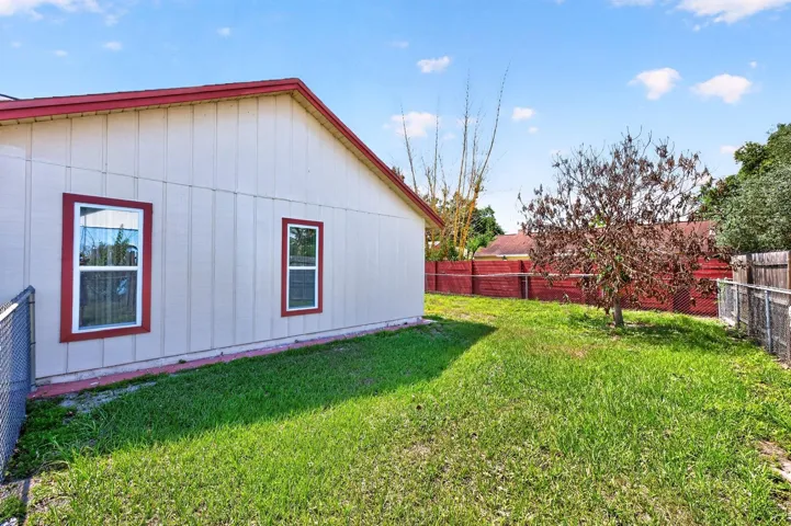 The side yard of the home