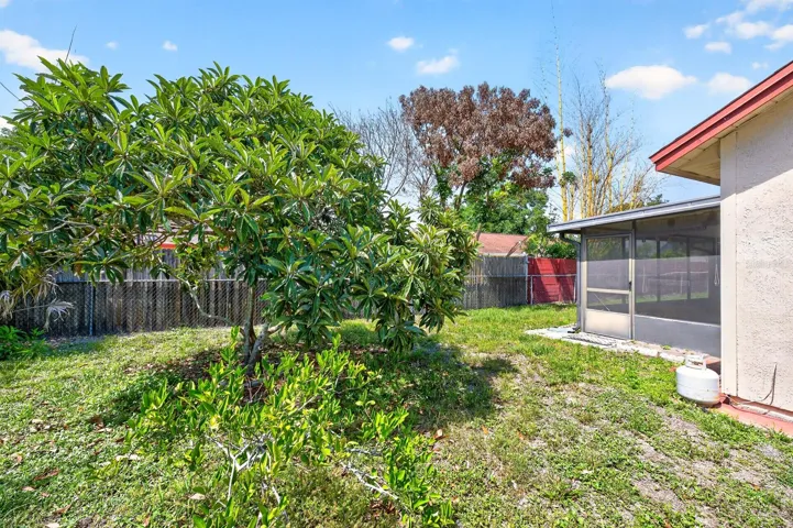 With plenty of room for entertaining, gardening, pets, or future outdoor additions, along with MATURE FRUIT TREES, including a MANGO TREE, the backyard brings a touch of tropical Florida living right to your doorstep.