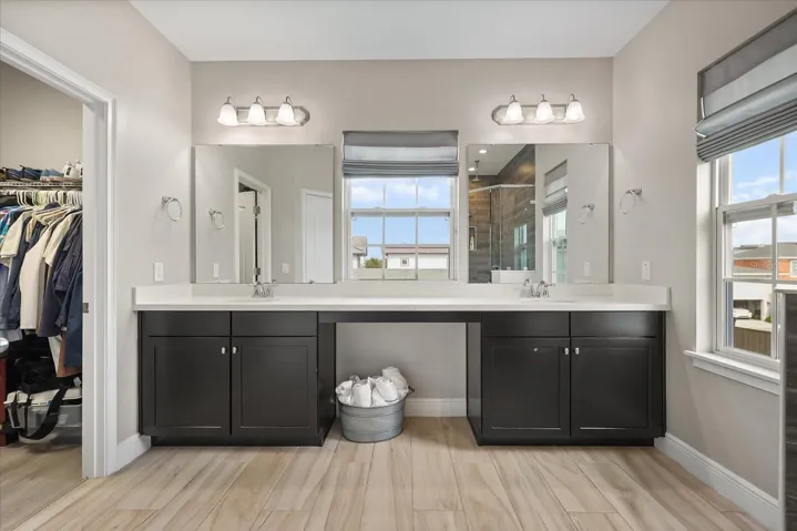 Primary bathroom has double sinks