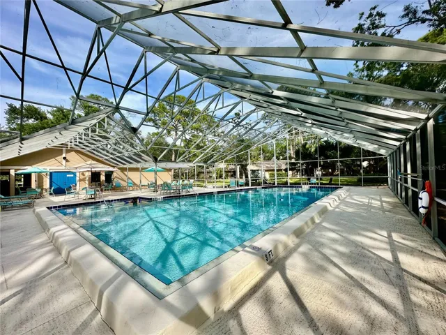 Beautiful huge caged pool so bug-free!