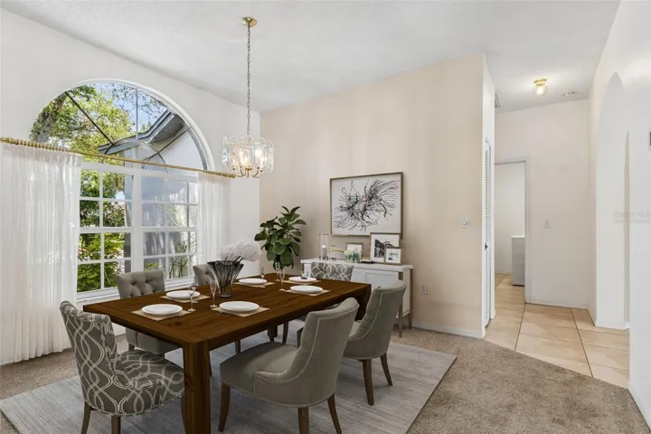 Virtually staged dining room