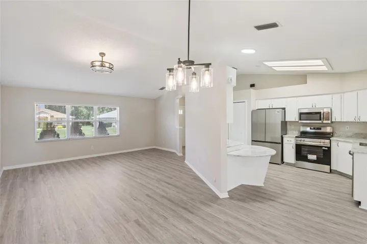 Living, dining, kitchen