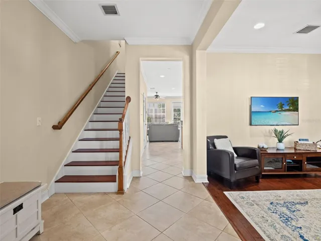 Meticulously clean, tile and wood flooring downstairs.