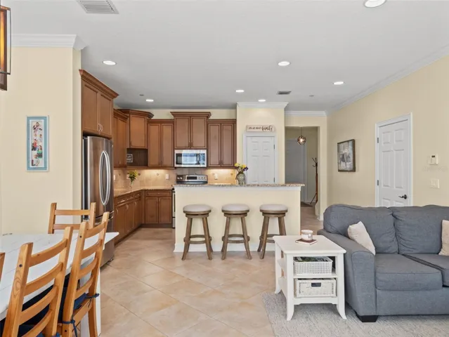 View to the kitchen from family room.