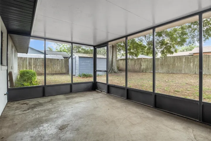 back patio, screened in.