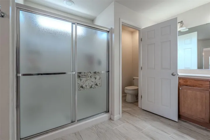 Water closet affords privacy.