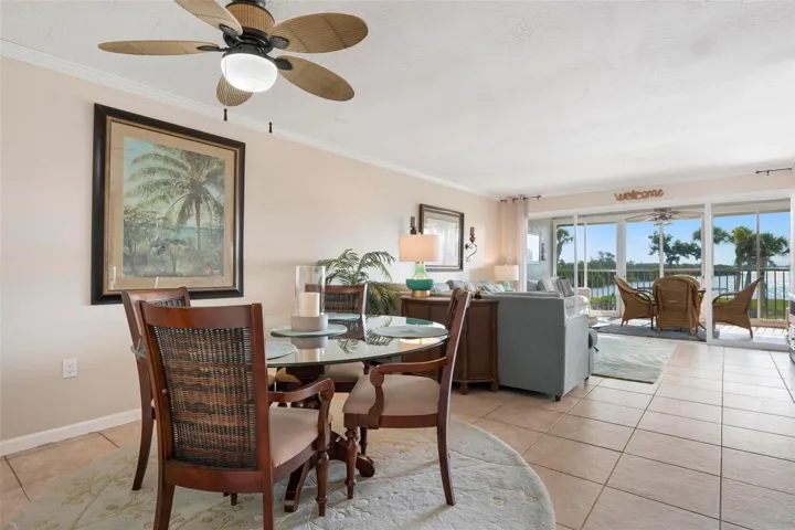 Dining room/Living room with water views.