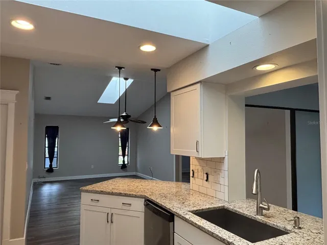 kitchen view into family room