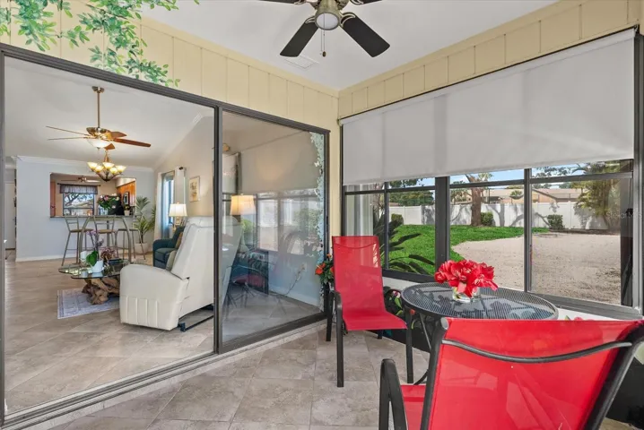 screened Florida lanai with a large storage closet.