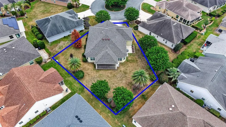 Aerial Rear Elevation with Property Lines and OVERSIZED  Lot