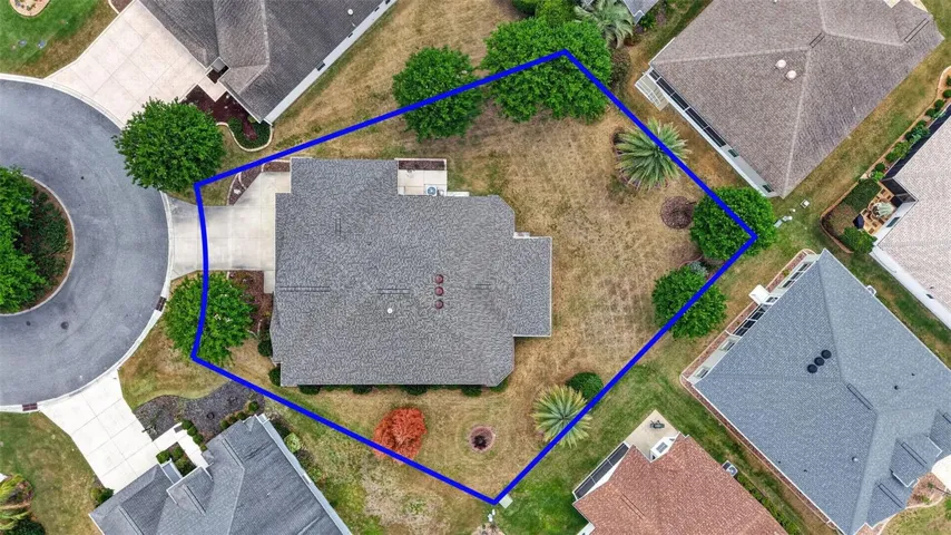 Overhead Aerial with Property Lines and OVERSIZED  Lot