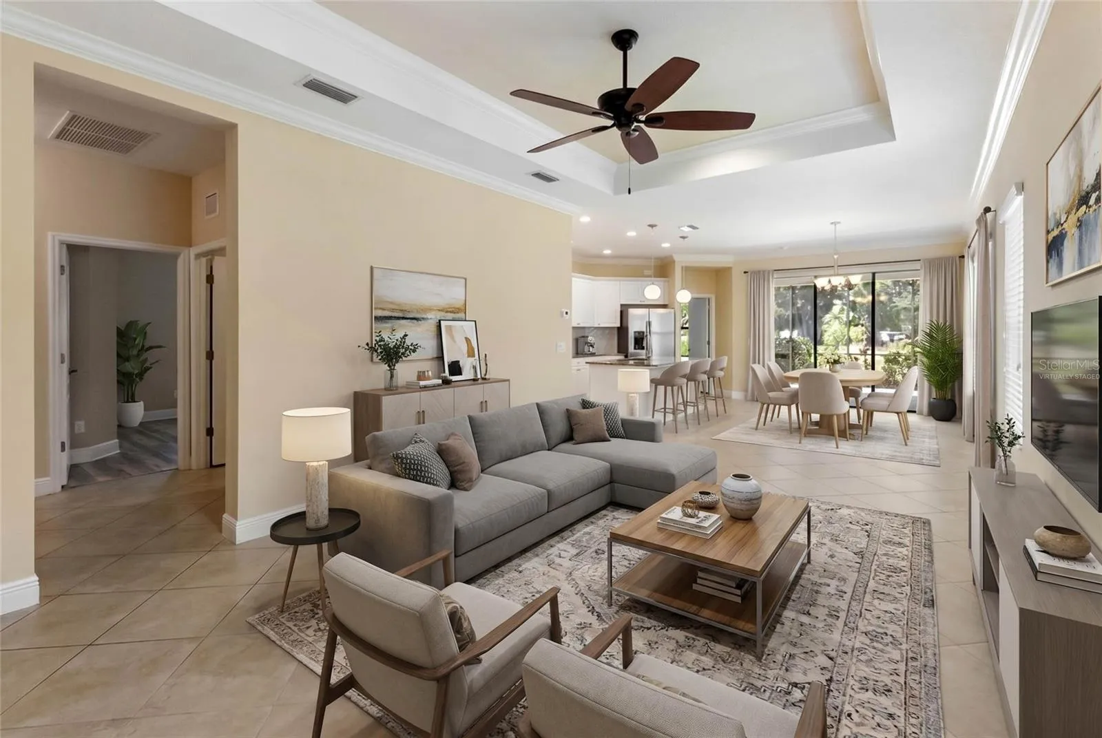Virtually staged living room