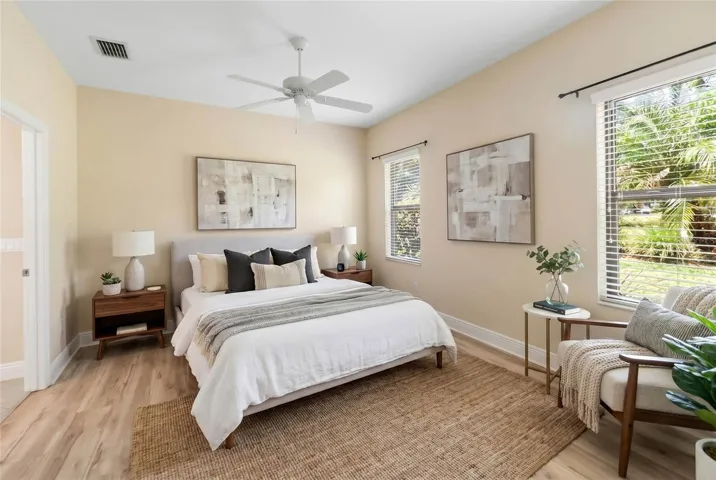 Virtually stage primary bedroom