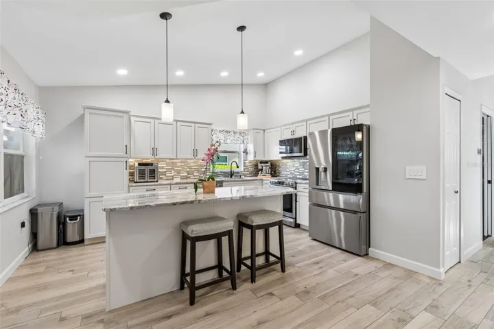Kitchen with stainless steel appliances