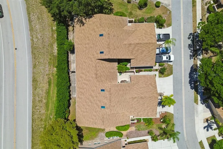Overhead view of villa