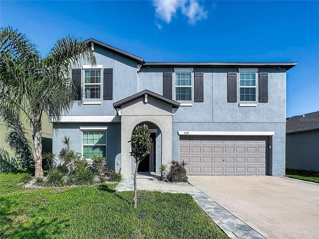 Welcome to 5519 Blue Azure Drive, a beautifully upgraded 4-bedroom, 2.5-bath home featuring a versatile flex room, spacious bonus loft, and a stunning heated saltwater pool and spa overlooking peaceful pond views—offering the perfect blend of comfort, style, and Florida living!